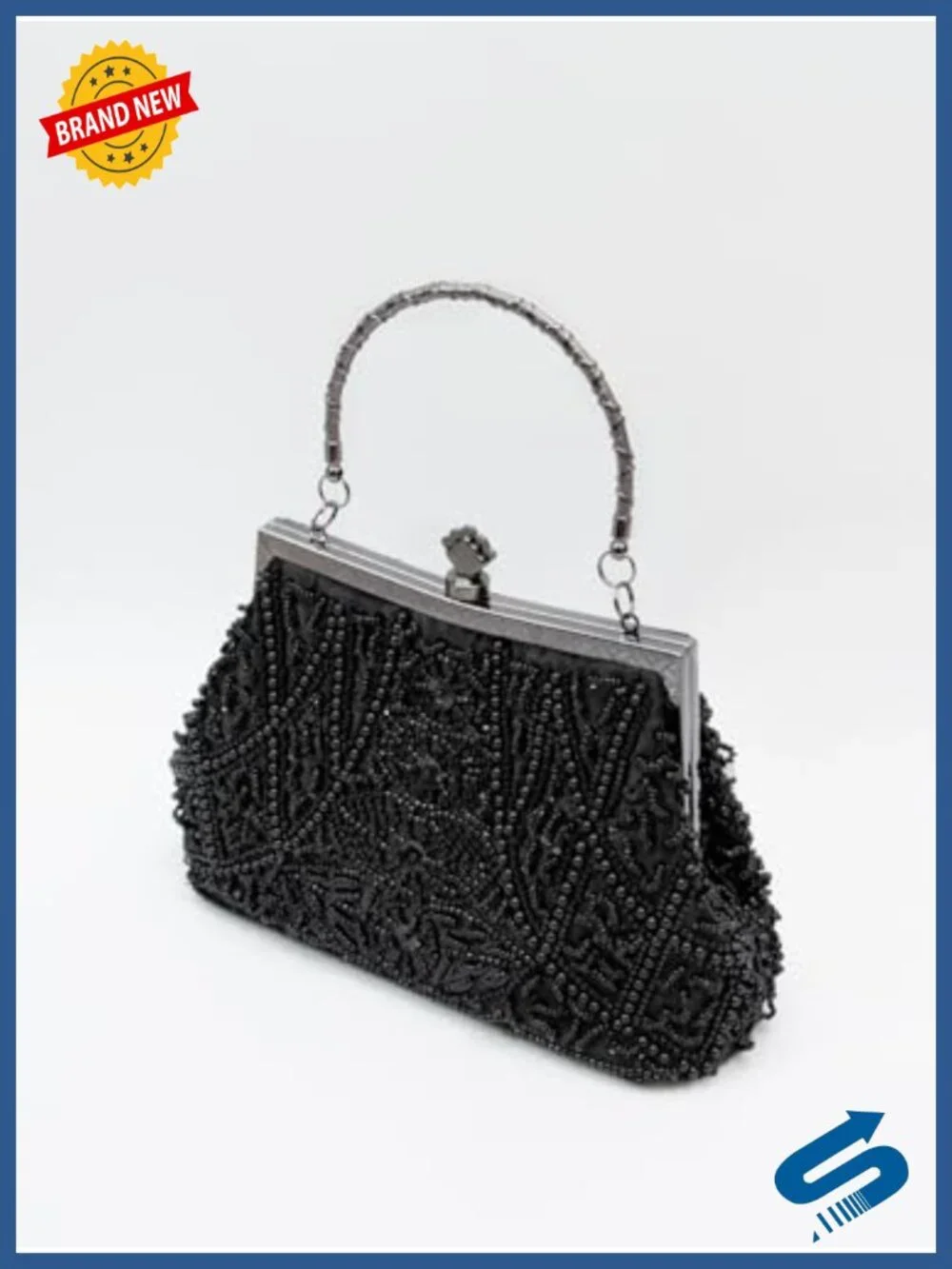 Beaded Evening Clutch Purse Floral Sequin Chain Crossbody Formal Bag